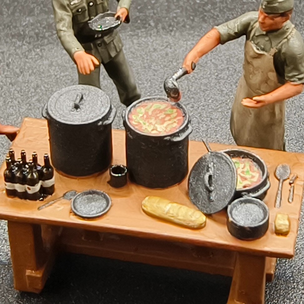 miniture 1/72 TANK 1:72 WW2 german army soldiers dine together toy totalwar