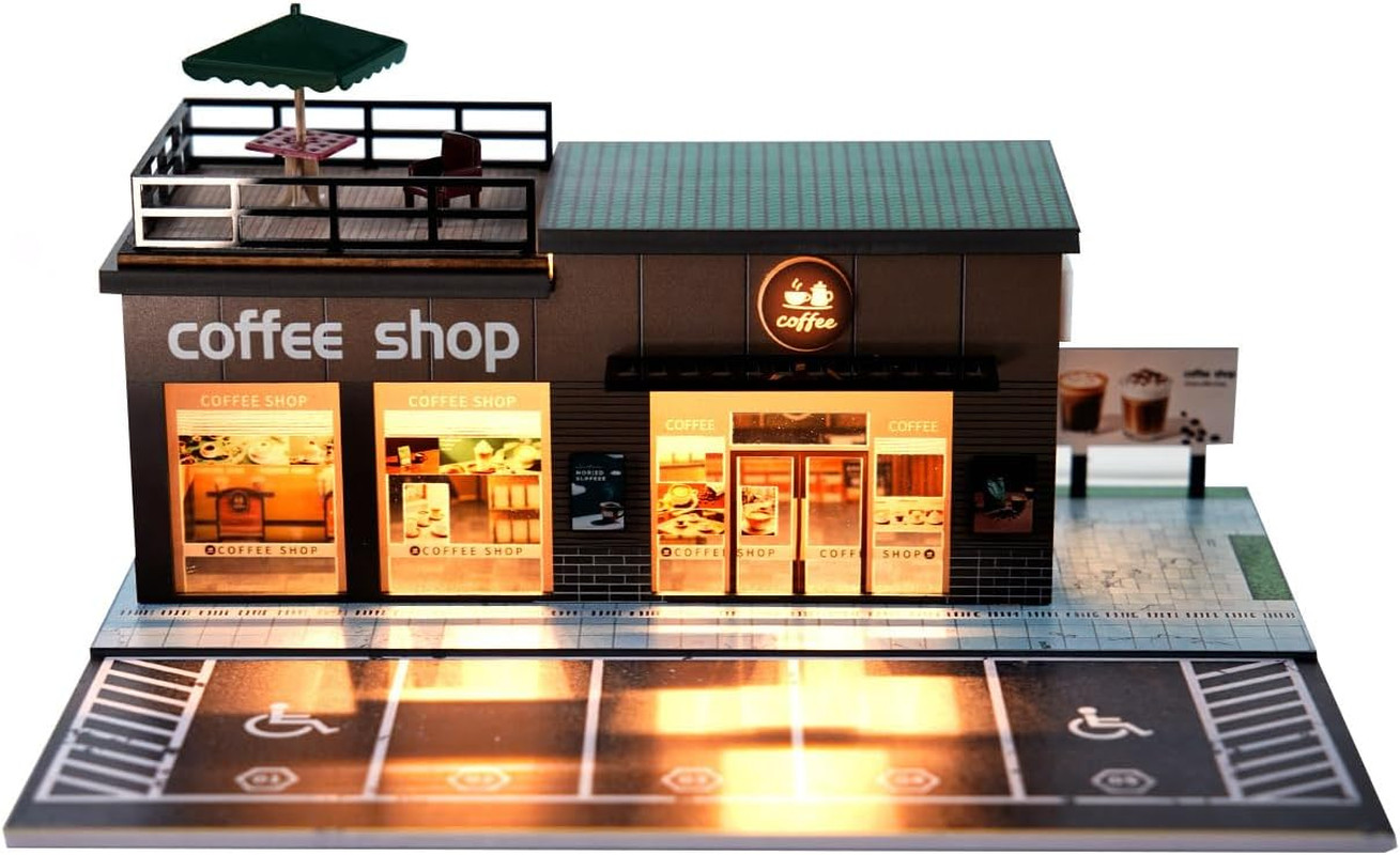 1/64 Diorama Garage, Model Car Garage and Display Case, Coffee House Diorama Dis