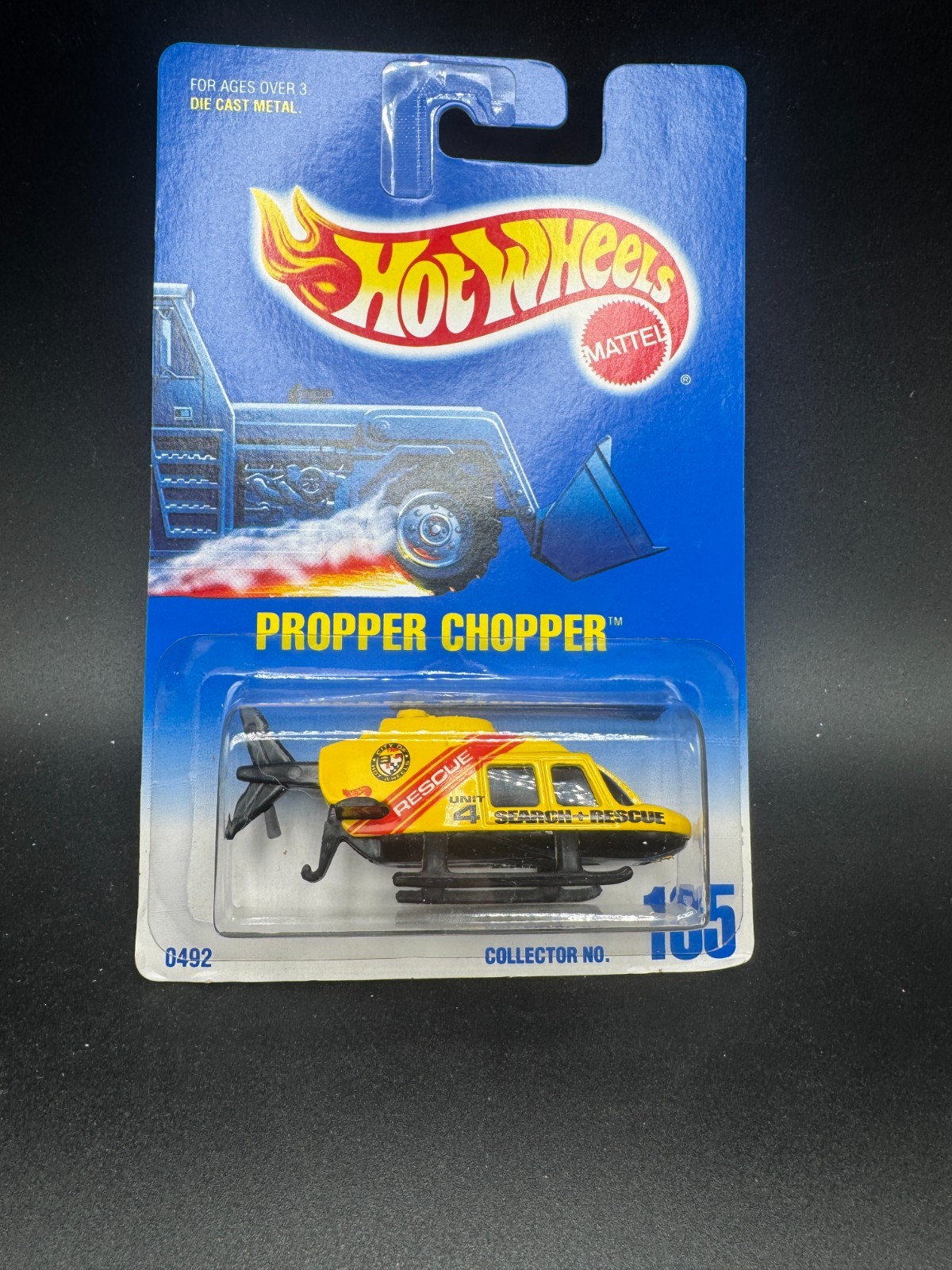 Hot Wheels Propper Chopper #185 Yellow Aircraft Emergency Diecast Model C1