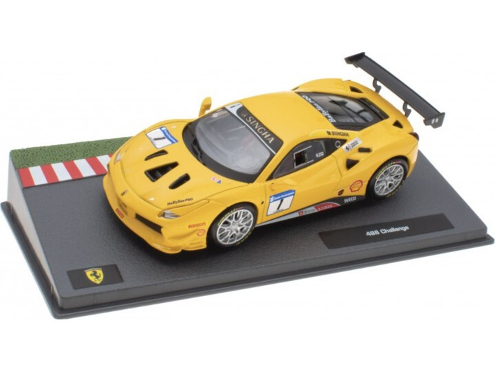 Atlas Ferrari 488 Challenge Yellow 1:43 Scale 4 Inch Diecast Model Car