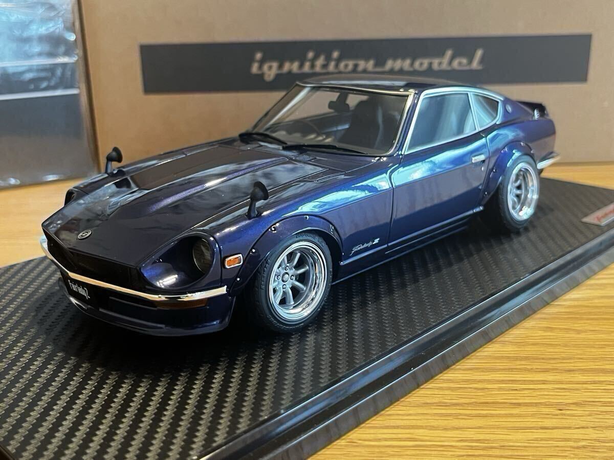 Yes Ignition Model 1/18 Nissan Fairlady Z S30 Blue Ig0179 With Clear Case /Devil