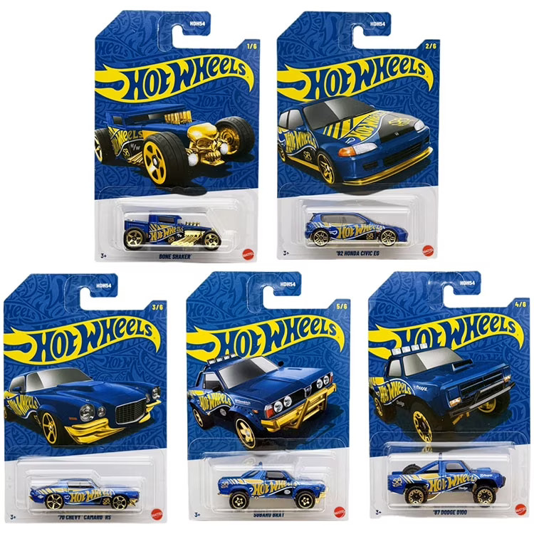Mattel – Hot Wheels Blue & Gold 2025 58th Anniversary – SET OF 5 [Brat, D100,…