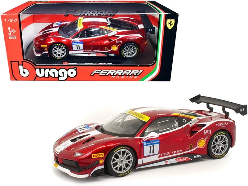 Bburago 1/24 Ferrari 488 Challenge Formula Racing 2017 #11 Candy Red Diecast