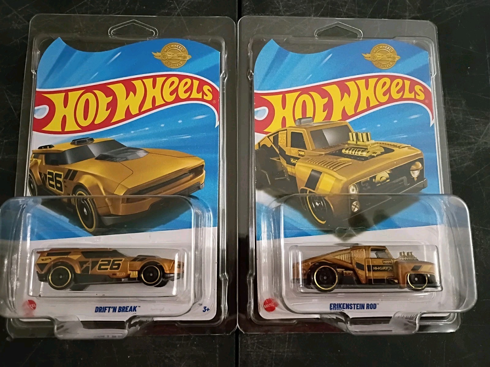 GOLD DRIFT’N BREAK + ERIKENSTEIN ROD Meijer Store Exclusive Hot Wheels + CASES