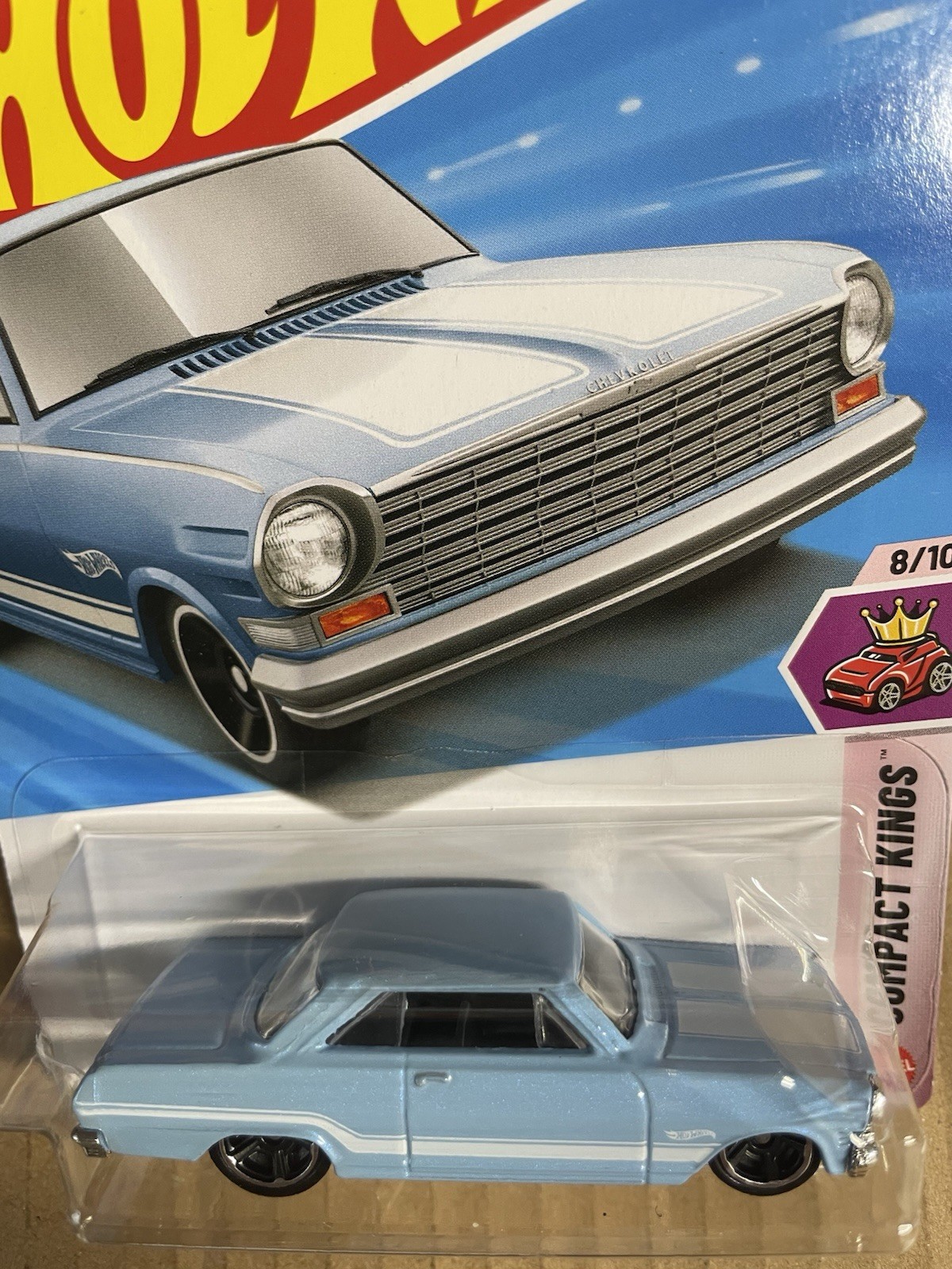 New HTF 2026 Hot Wheels Light Blue ’63 Chevy II-Compact Kings #8/10!
