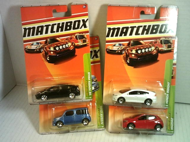 MATCHBOX NISSAN CUBE,TOYOTA PRIUS,HONDA INSIGHT,MAZDA 2= 4-CAR LOT, NEW, MIP