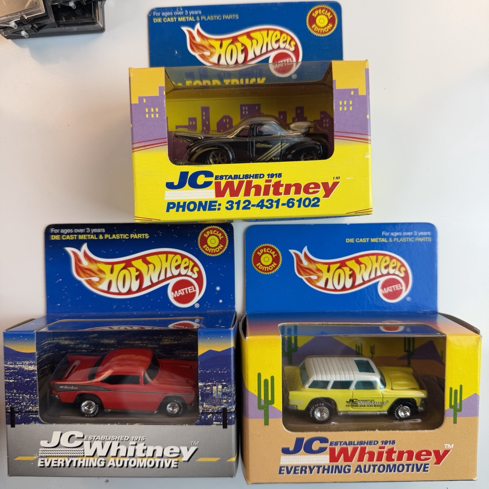 Hot Wheels JC Whitney Promo Special Edition 3-Car Lot ’40s Ford Nomad Bel Air