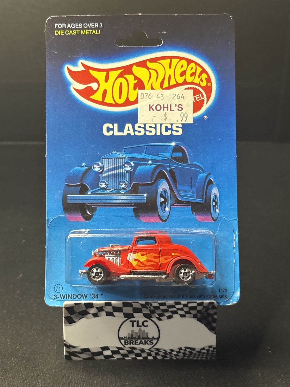 1980’s Hot Wheels Classics #1473 3-Window ’34 Red Ford w/ flames