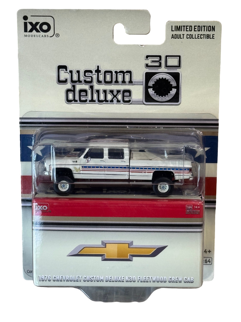 IXO 1976 Chevrolet Custom Deluxe K30 Fleetside Crew Cab- July 4th Exclusive 1/64