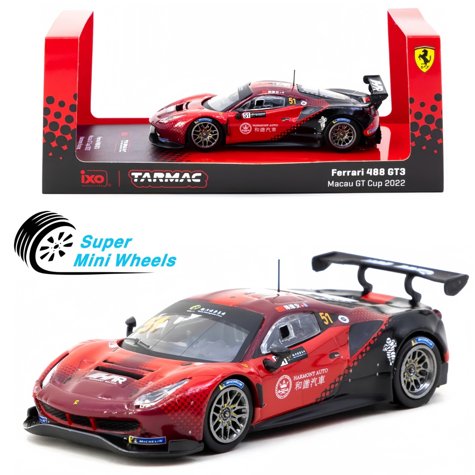 Tarmac Works 1:64 Ferrari 488 GT3 Macau GT Cup 2022 Harmony Racing #51