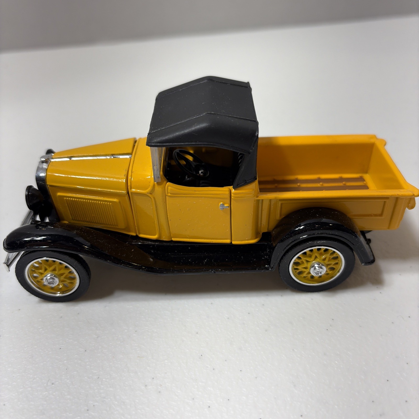 1932 Chevy Open Cab Pickup Diecast Yellow Black Vintage Car Collectible