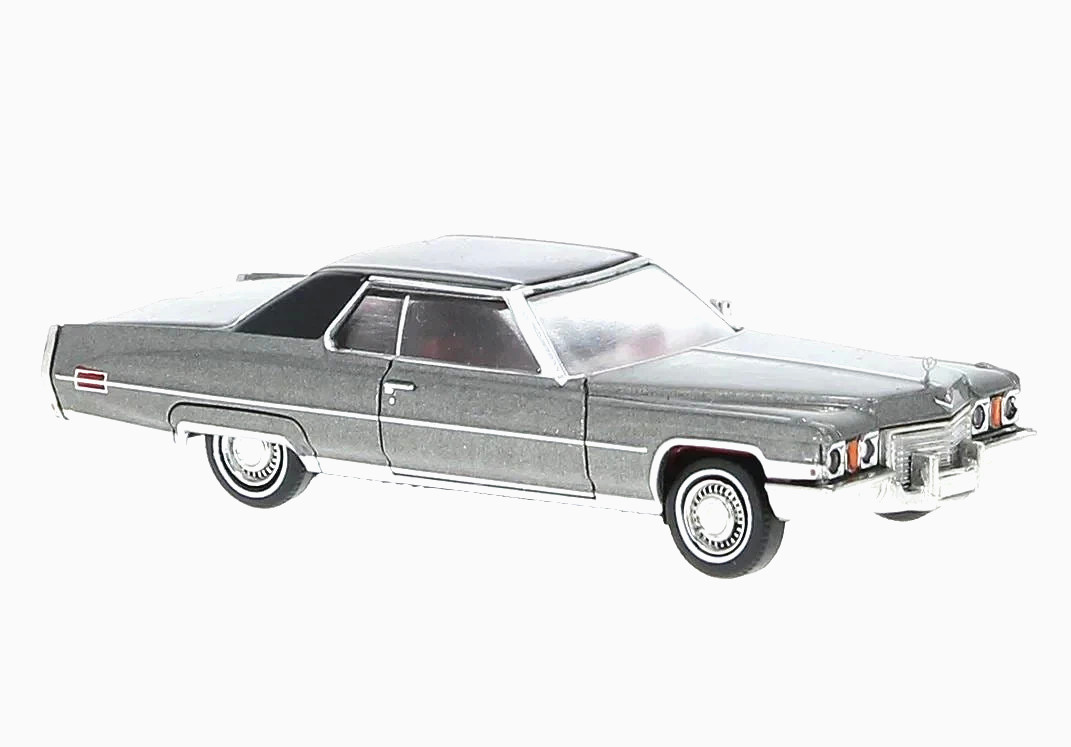 Brekina 1/87 1972 Cadillac Coupe Deville Silver/Black Top HO Scale