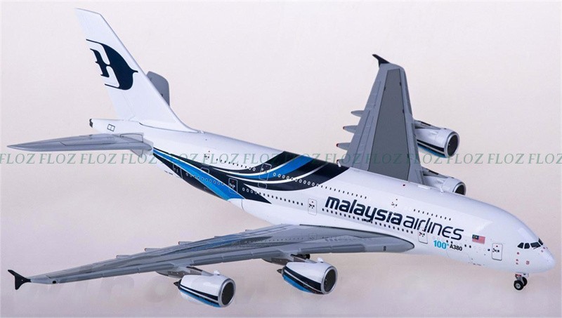 for JC Wings for Malaysia Airlines for Airbus A380 9M-MNF 1:400 Airplan Model