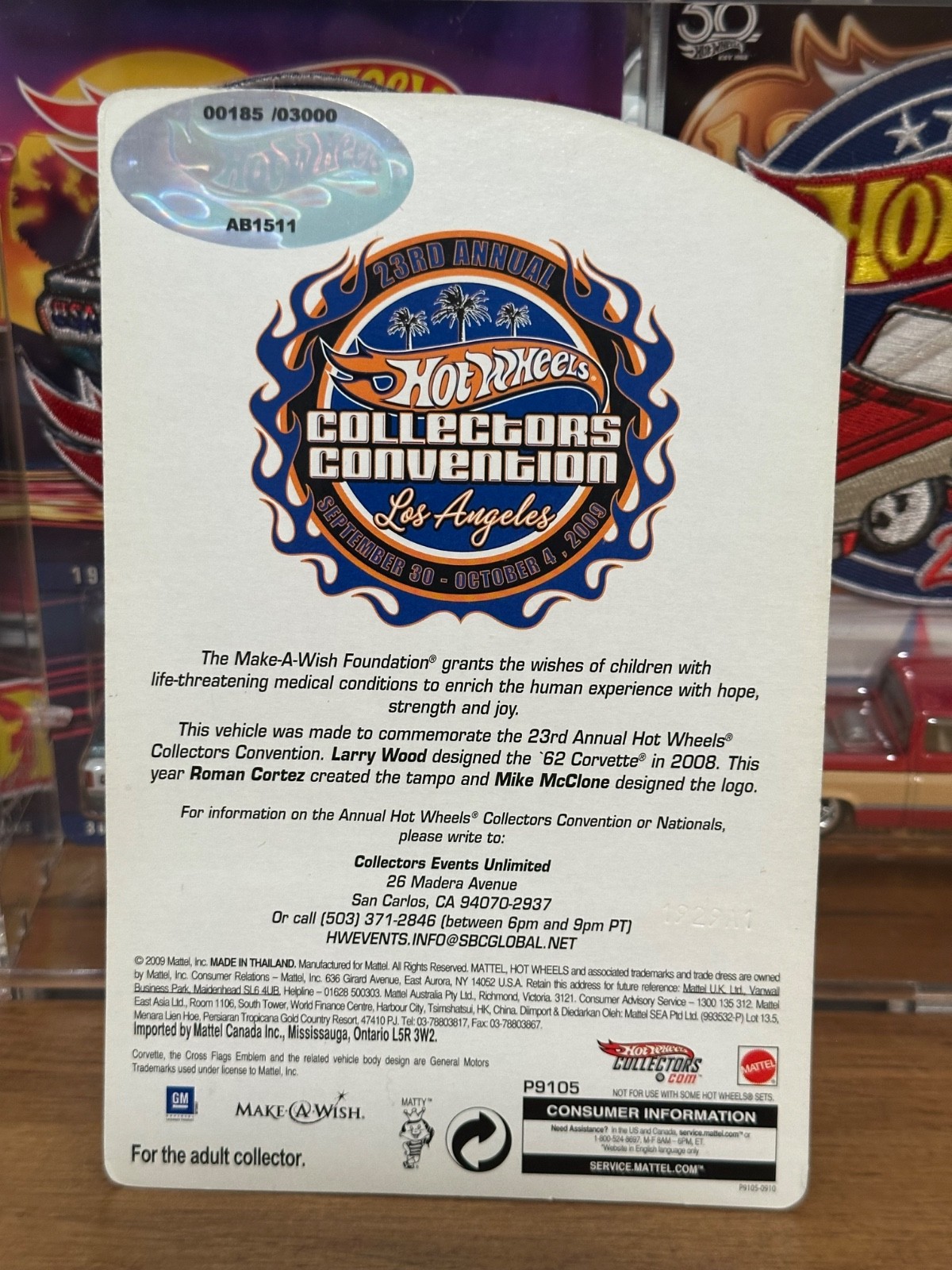 Hot Wheels 23rd Collectors Convention Los Angeles ’62 Corvette Low #185/3000