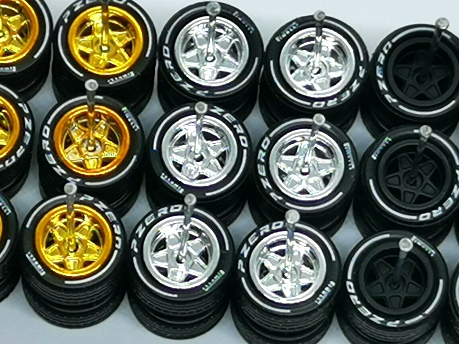 Hot Wheels 10 mm Pirelli 1:64 ONLY Tires NO RIM 6 white + 6 Yellow letter