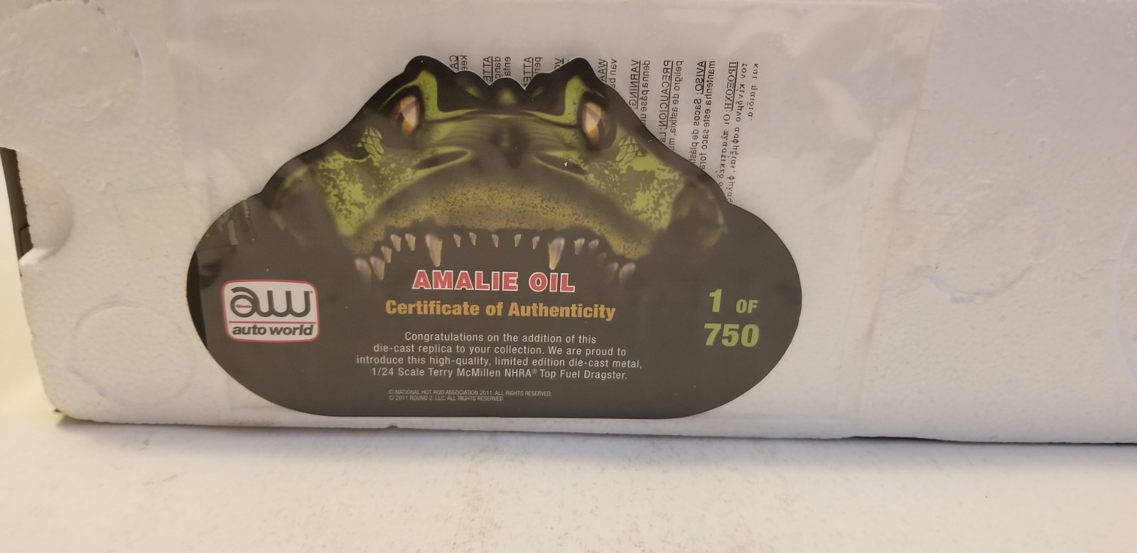 Terry Mcmillen 2011 AMALIE MOTOR OIL NHRA Top Fuel Dragster 1/24 By AUTO WORLD
