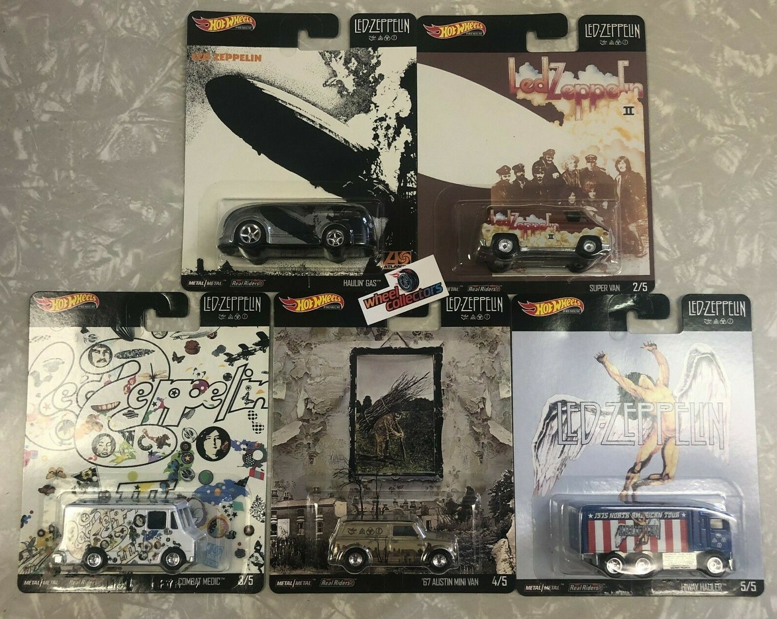 5 Car Set Led Zeppelin * 2019 Hot Wheels SET Pop Culture E Case * YA1