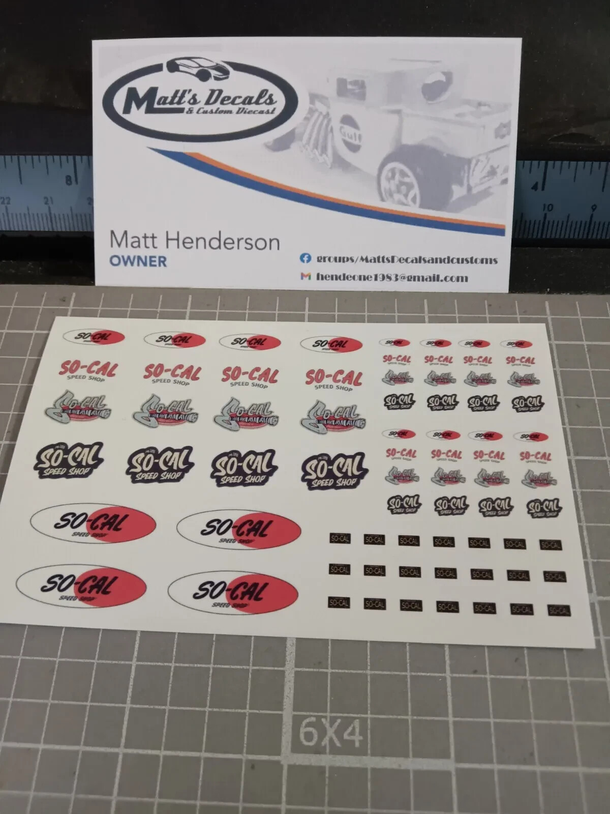 1/64 for hot wheels waterslide decals so cal speed shop MADE IN THE USA!