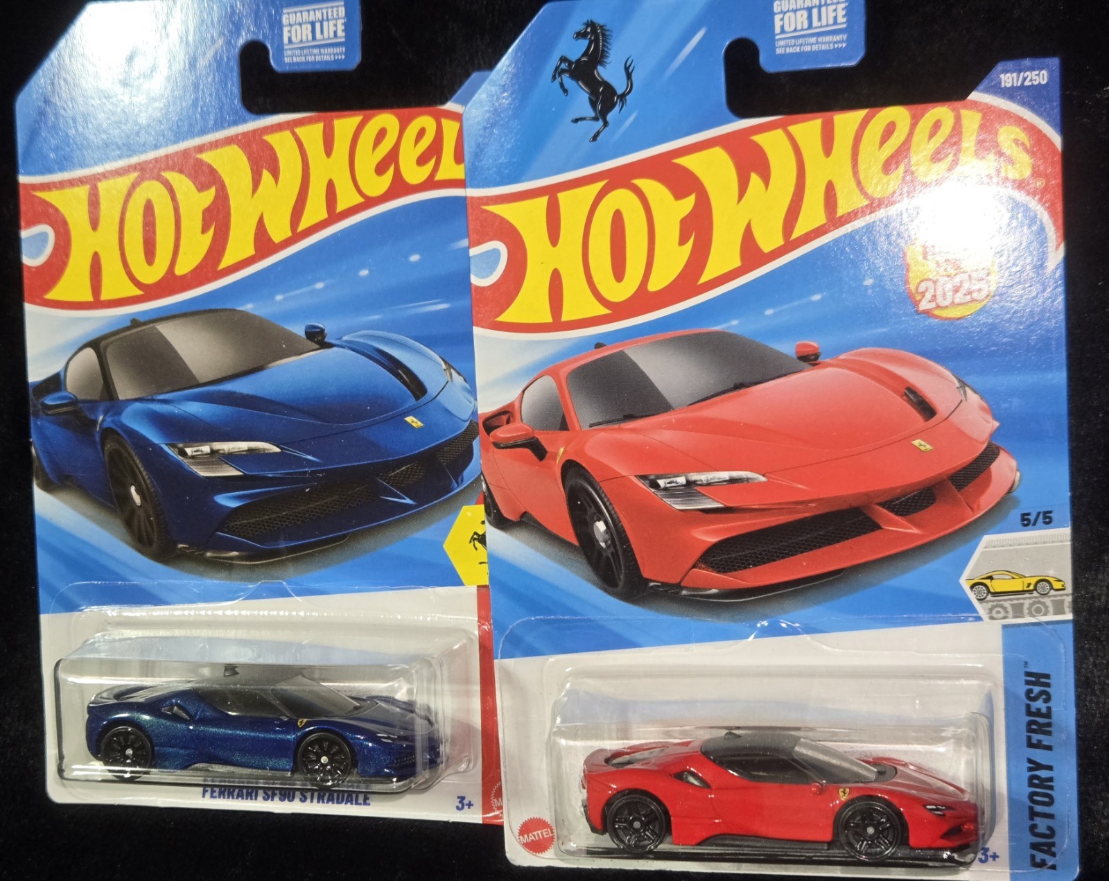 Hot Wheels Ferrari Red & Blue SF90 Stradale-DINO 206 GT-365 GTB4 Competizione-