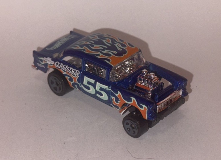 HOT WHEELS Loose ’55 Chevy Bel Air Gasser (Blue With Flames Version)