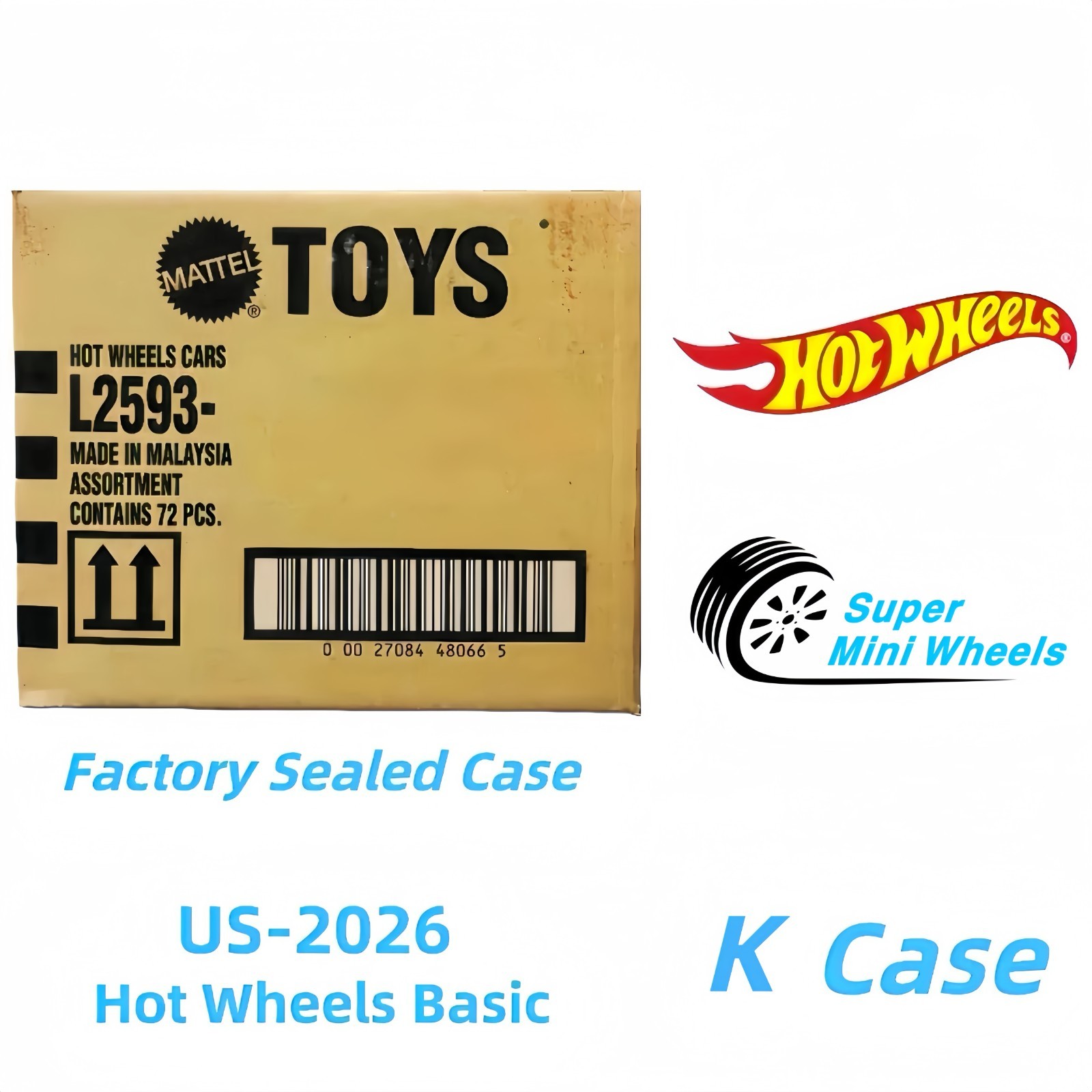 Hot Wheels Basic 2026 K Case 72 Pcs – Factory Sealed Case