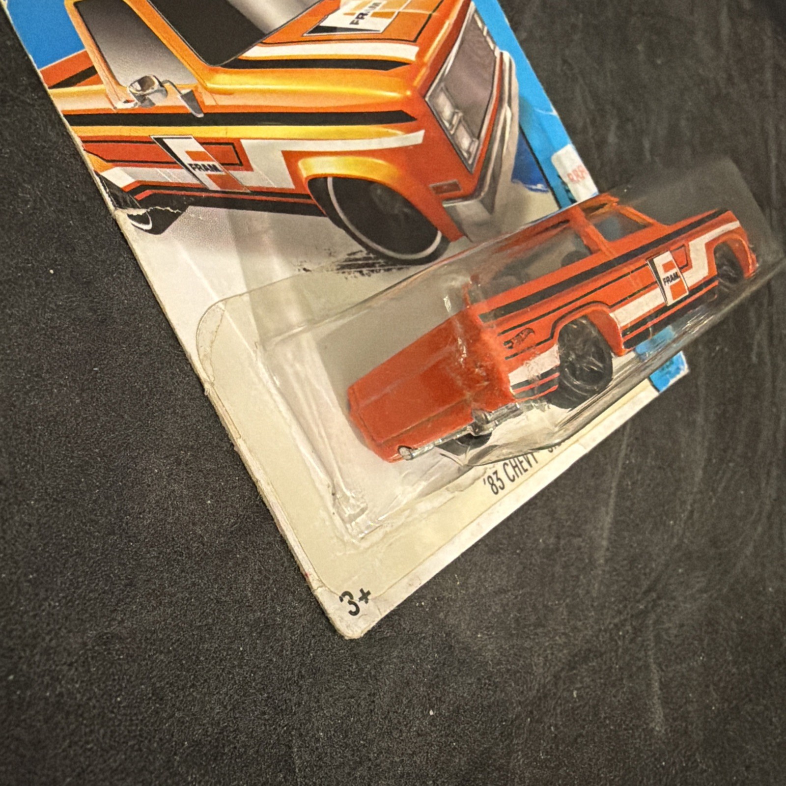 Hot Wheels ’83 Chevy Silverado FRAM Orange Pickup Truck 16/25 City *CONDITION*