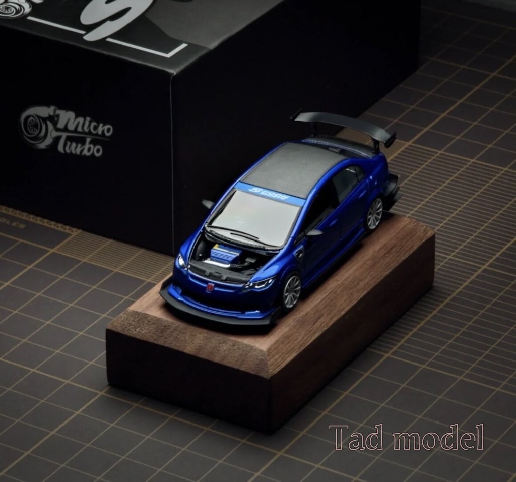 MT 1:64 Blue Carbon Civic Type R FD2 Sports Model Diecast Metal Car