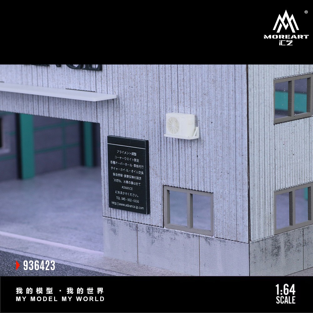 Diorama 1/64 Car Garage Model LED Repair Workshop Building Scene Model Display