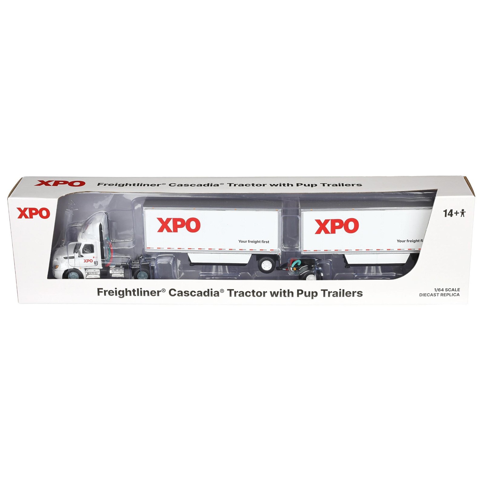 DCP1/64 XPO Freightliner Cascadia Semi Truck Pup Trailers Canada Version 60-1809