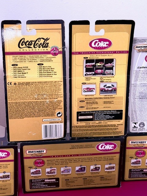 Coca-Cola Matchbox Diecast Collector Lot – VW Bus, Jaguar + 3 Trucks Bundle