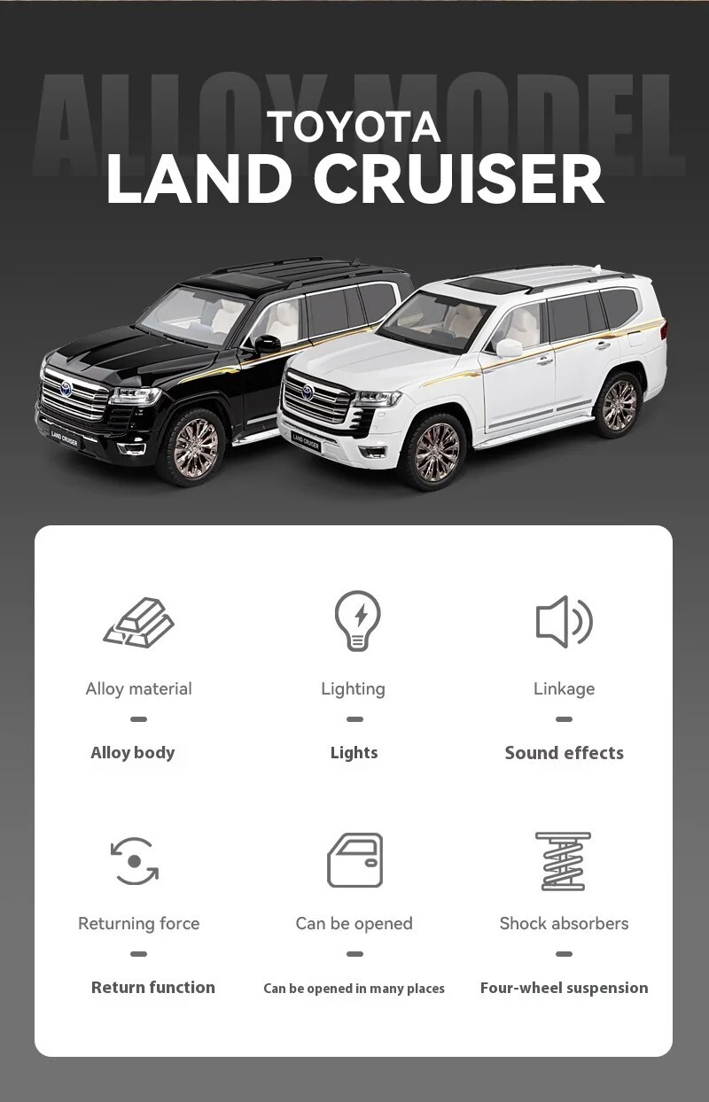 TOYOTA LAND CRUISER LC300 Model car Black 1:18 SUV