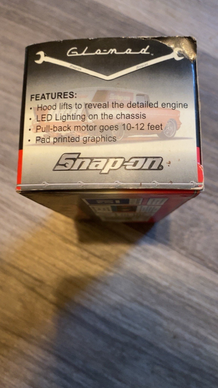 Snap-on GloMad 1955 Chevrolet 1:38 Diecast Car Red/White Pull Back LED