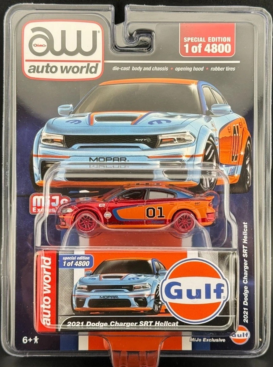chase AUTOWORLD 1:64 2021 DODGE CHARGER SRT HELLCAT CUSTOM GULF LIVERY CP8084