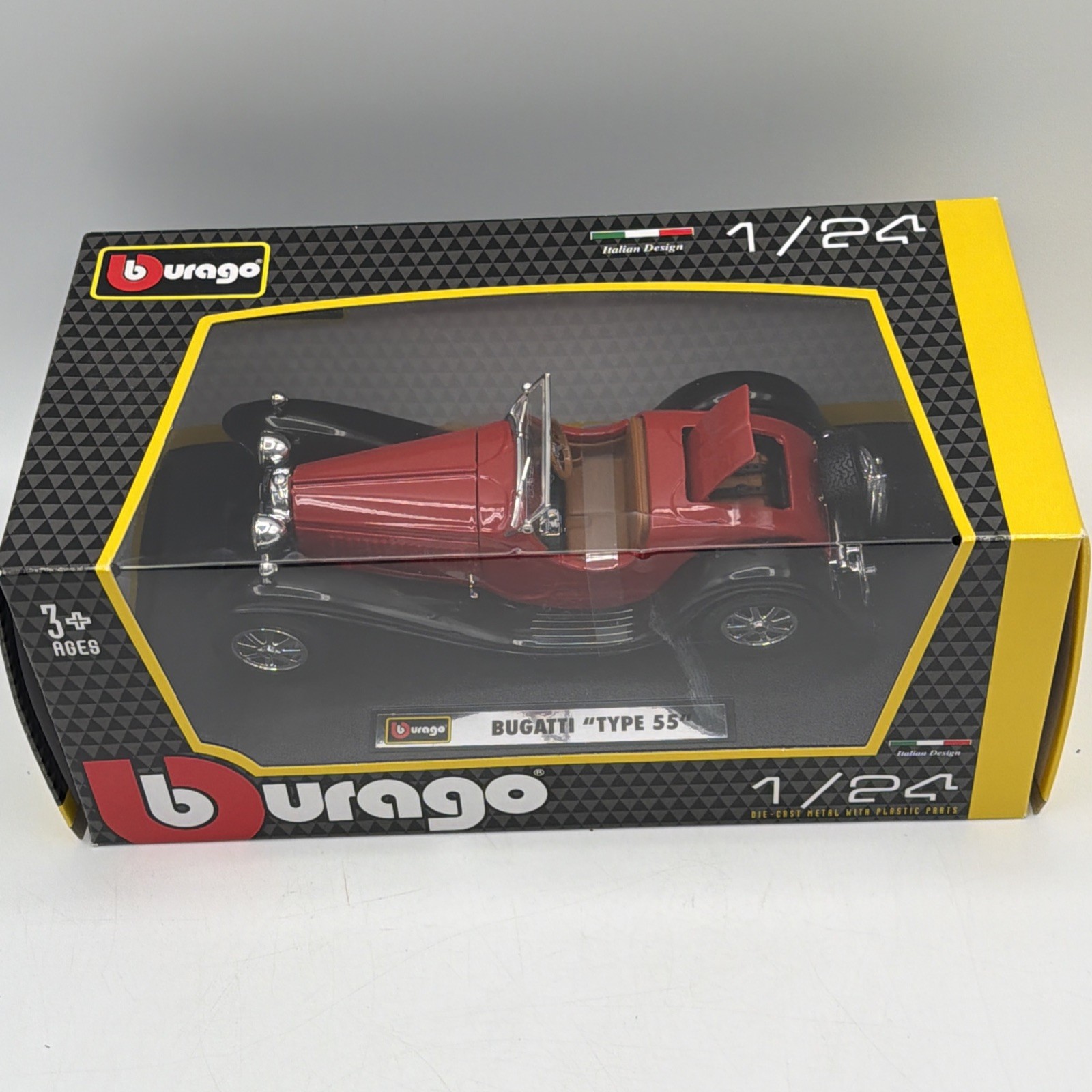 Bburago Diecast 1:24 1932 Bugatti Type 55 Convertible Car With Stand & Box