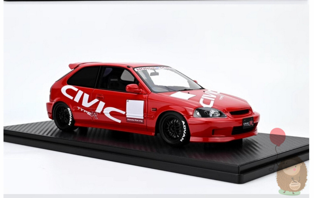 IG 1/18 Honda CIVIC EK9 Type R Resin Model Car Diecast Hobby Ornaments Gifts Red