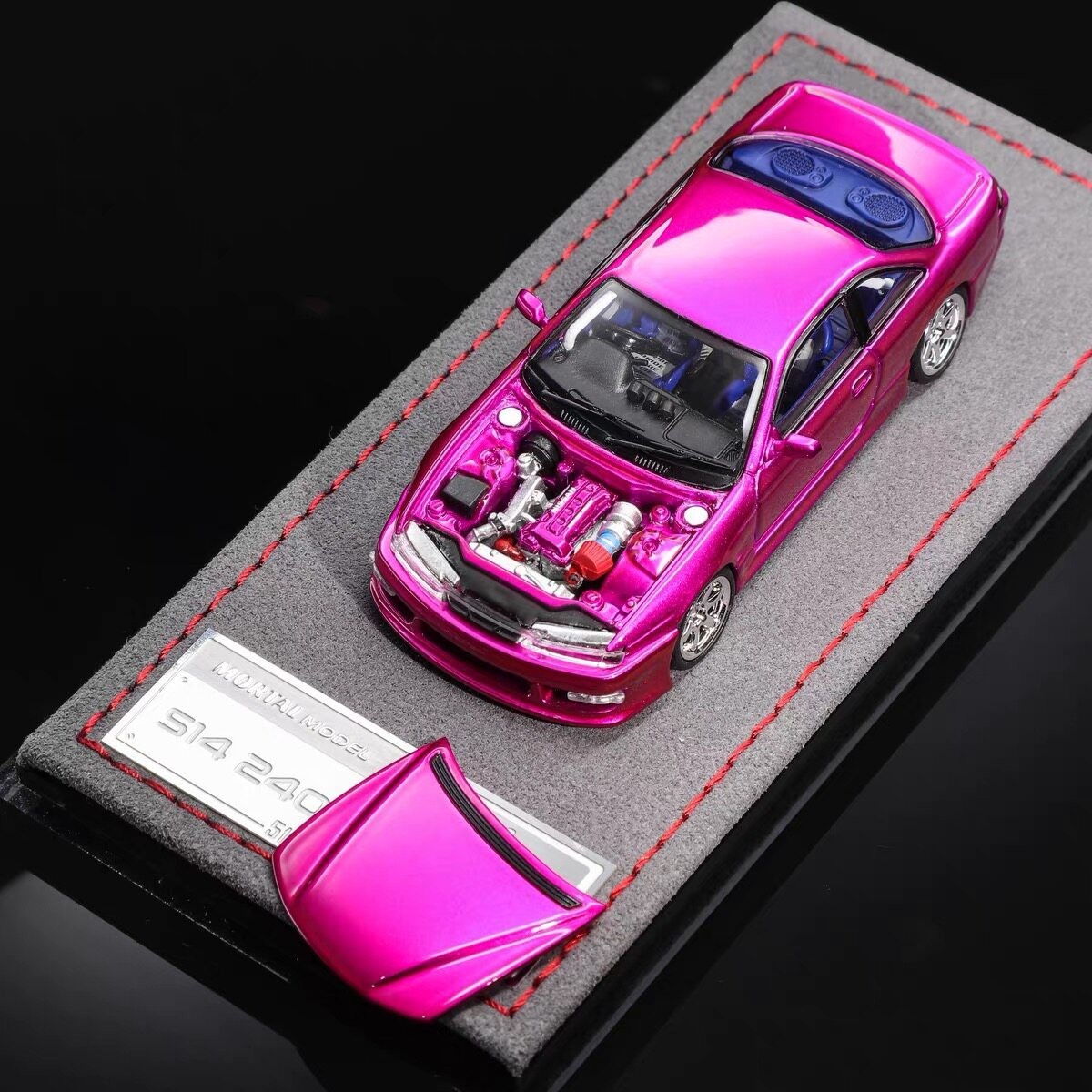 Mortal 1/64 Nissan Lang Silvia S14 240SX Kouki Pink Diecast Car Model