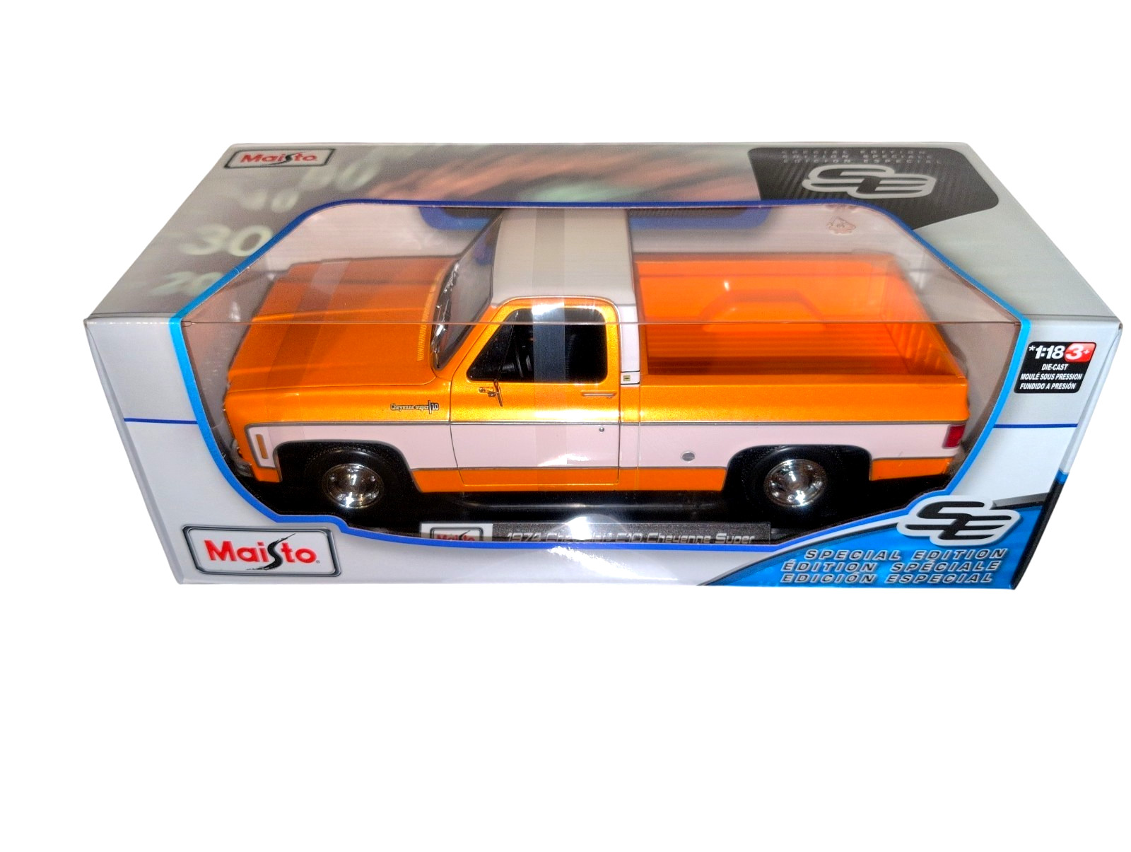 Maisto Special Edition 1974 Chevrolet C10 Cheyenne Super 1:18 Orange/White