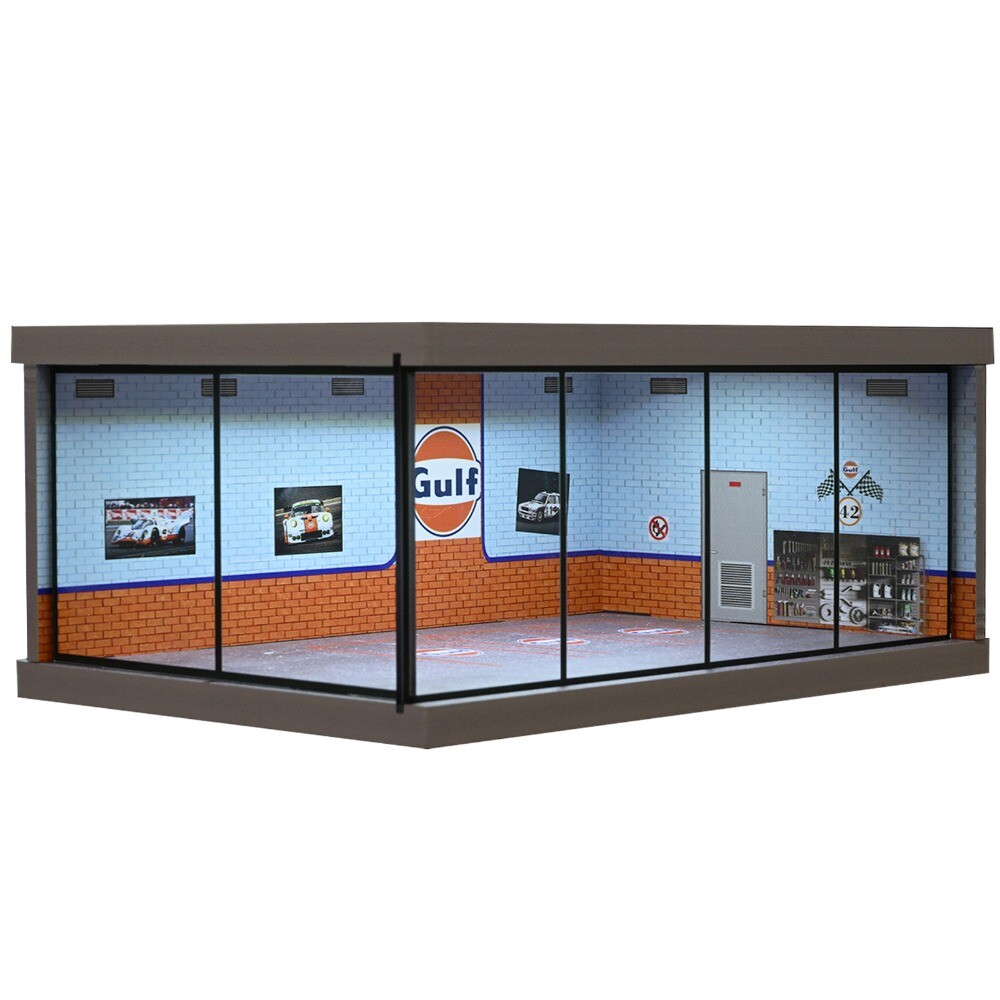 Diorama 1/64 Car Garage Model Lights City Car Showroom Scene Display Model Gifts