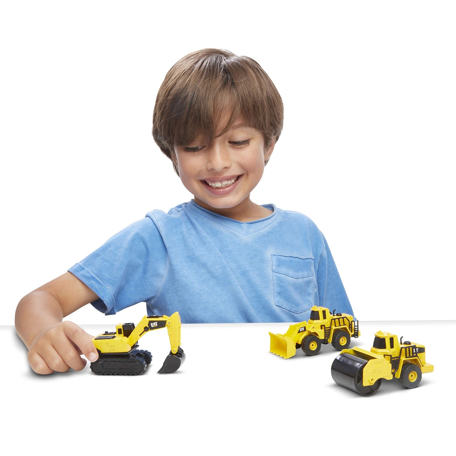 Construction Die Cast Metal Vehicles 3 Pack – Steam Roller, Excavator, Wheel Loa