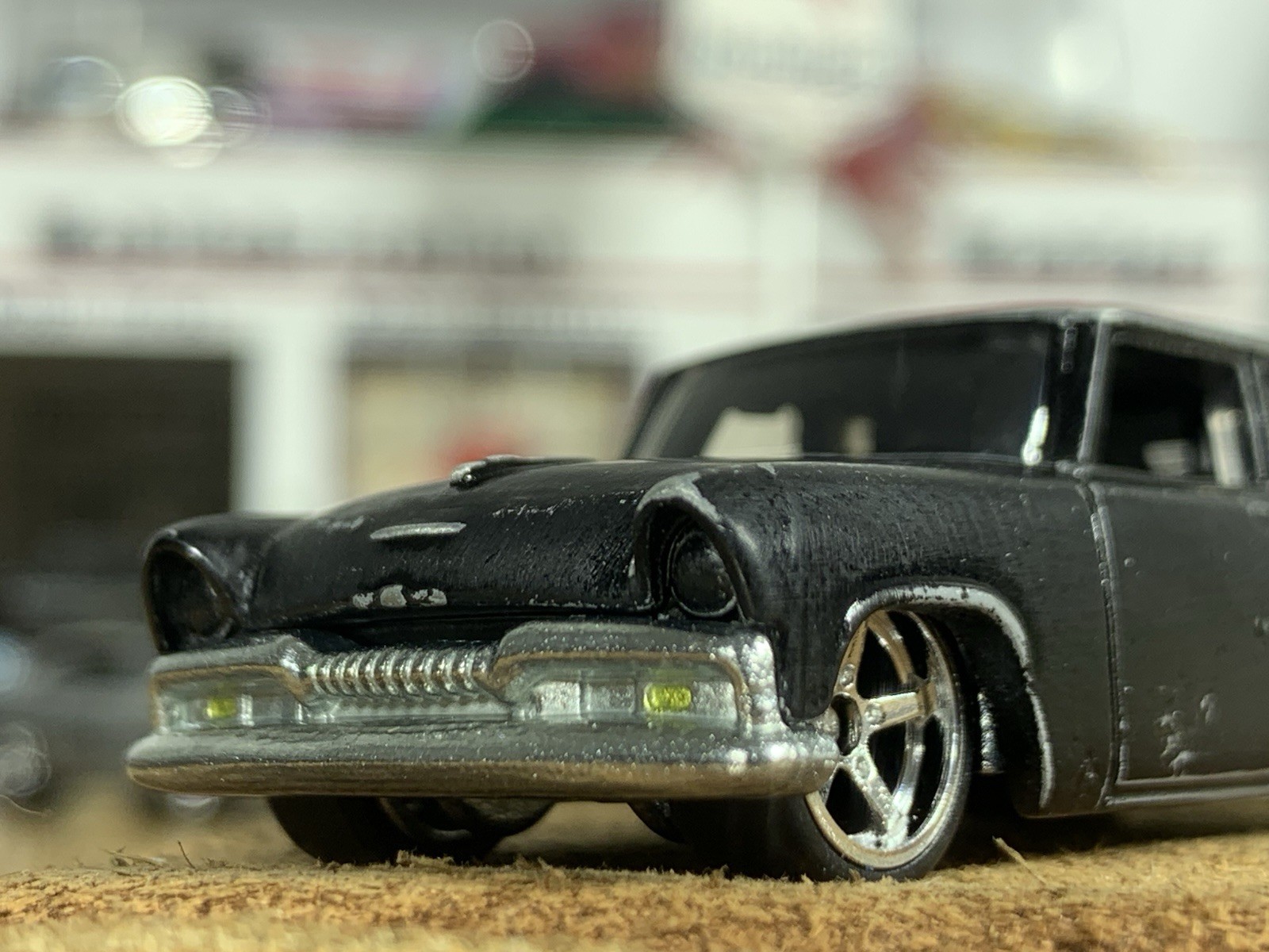 Hot Wheels Customized 1955 Plymouth Savoy Hot Rod Patina Matt Black Metal Base