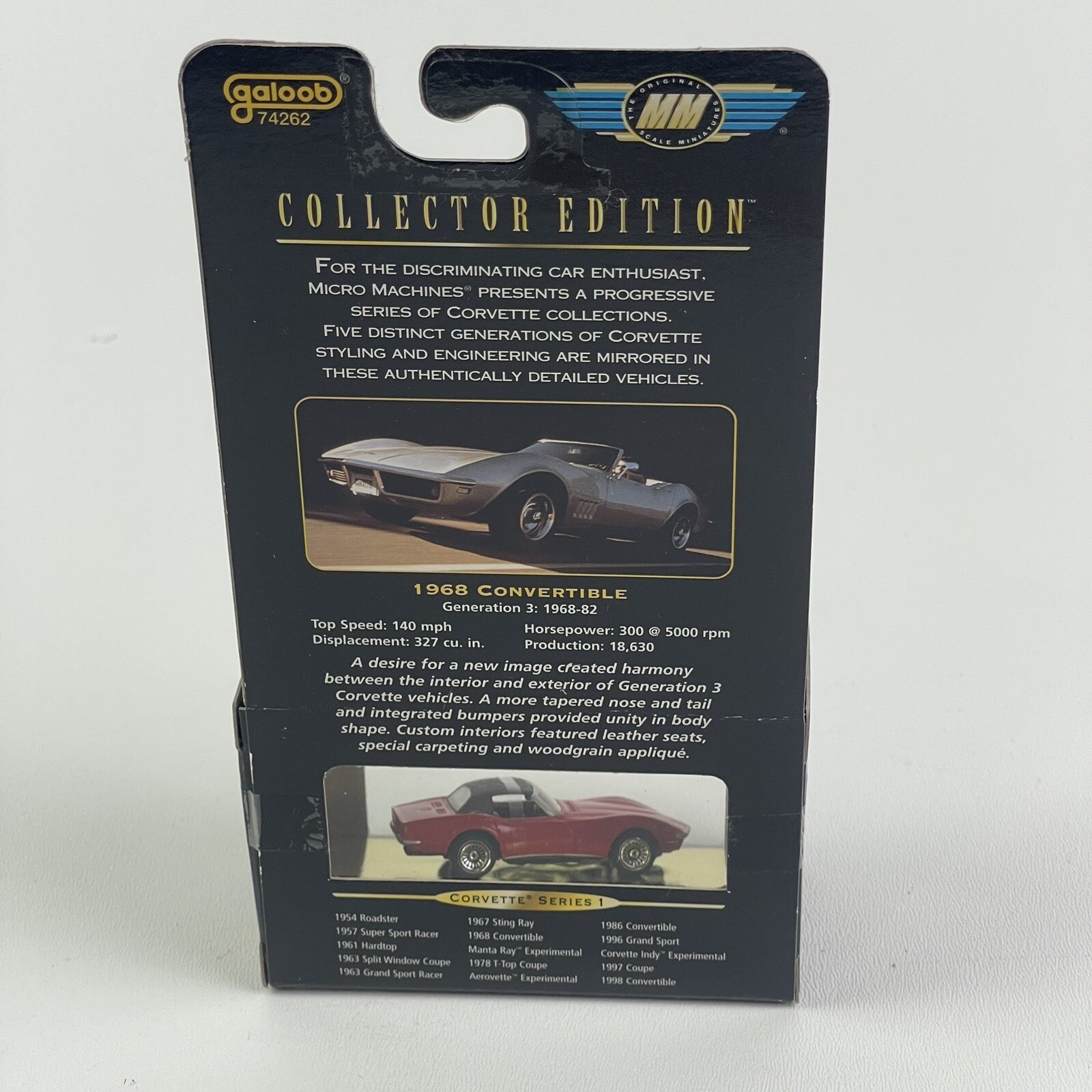 Micro Machines Corvette Series 1 1968 Convertible Removable Top 1998 RED Galoob