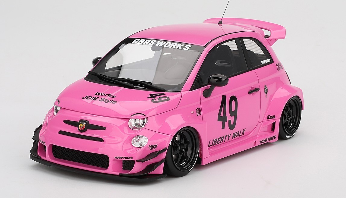 LB-WORKS x Abas Works Abarth 595 Pink in 1:18 scale by Topspeed
