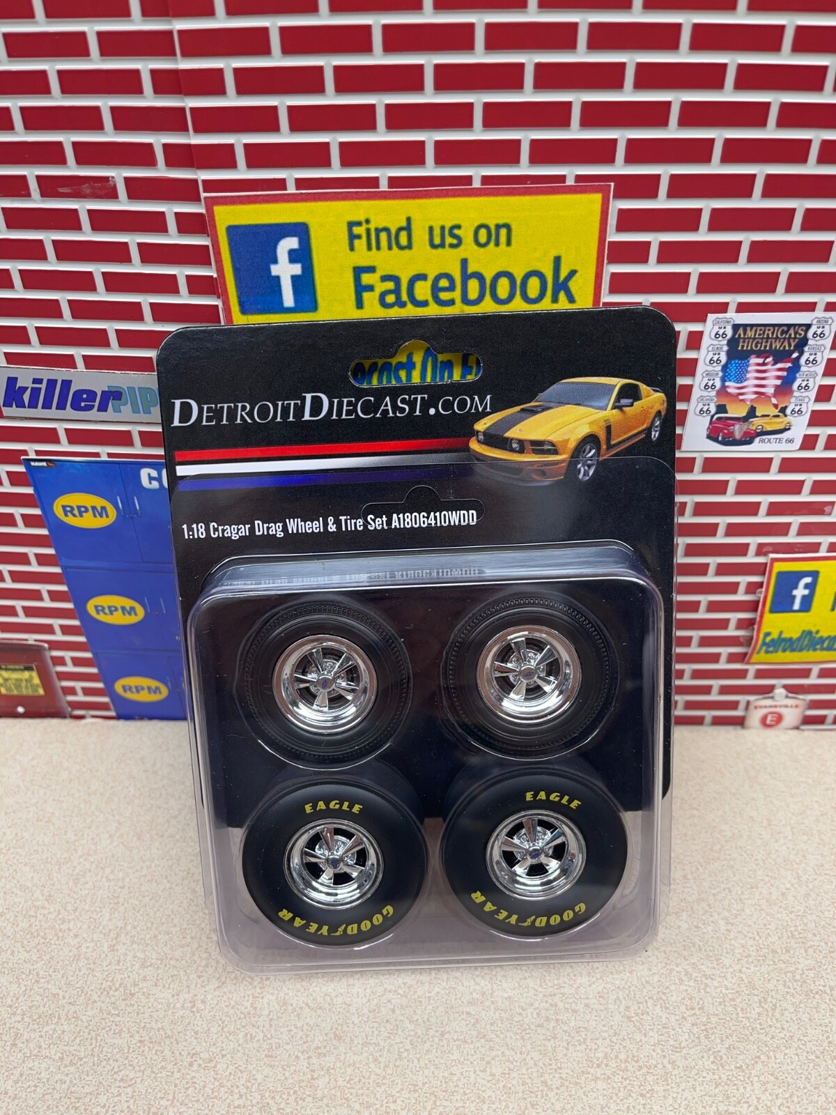 1/18 ACME CRAGAR DRAG WHEELS AND TIRE SET A1806410WDD DETROIT DIECAST EXCLUSIVE