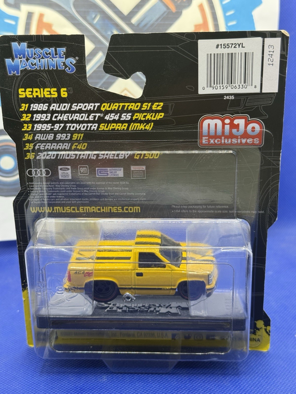1993 CHEVROLET 454 SS PICKUP YELLOW 1/64 DIECAST MODEL BY MUSCLE MACHINES 15572