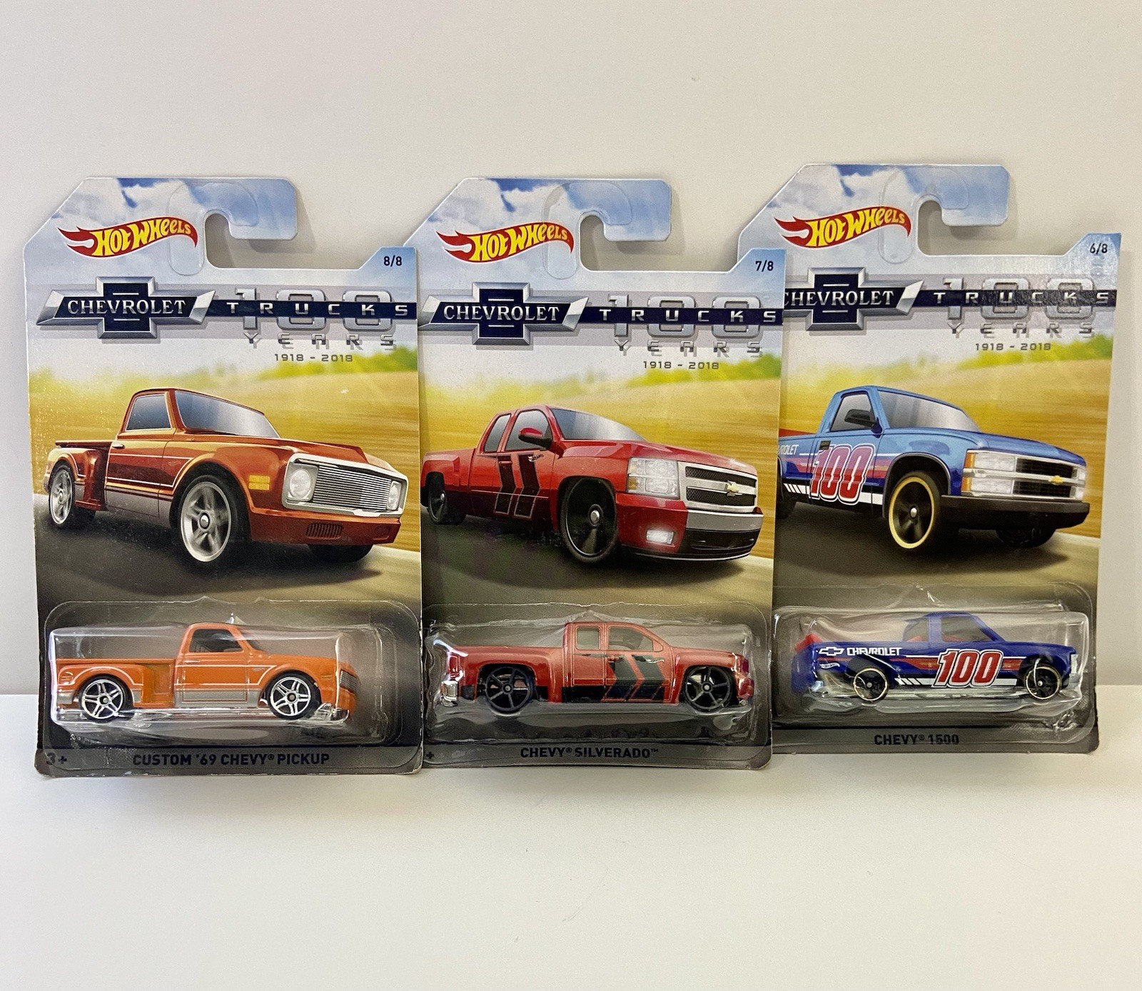 Hot Wheels 100 Years Chevy Trucks Lot Of 3- Chevy 1500 Silverado ‘69 C10