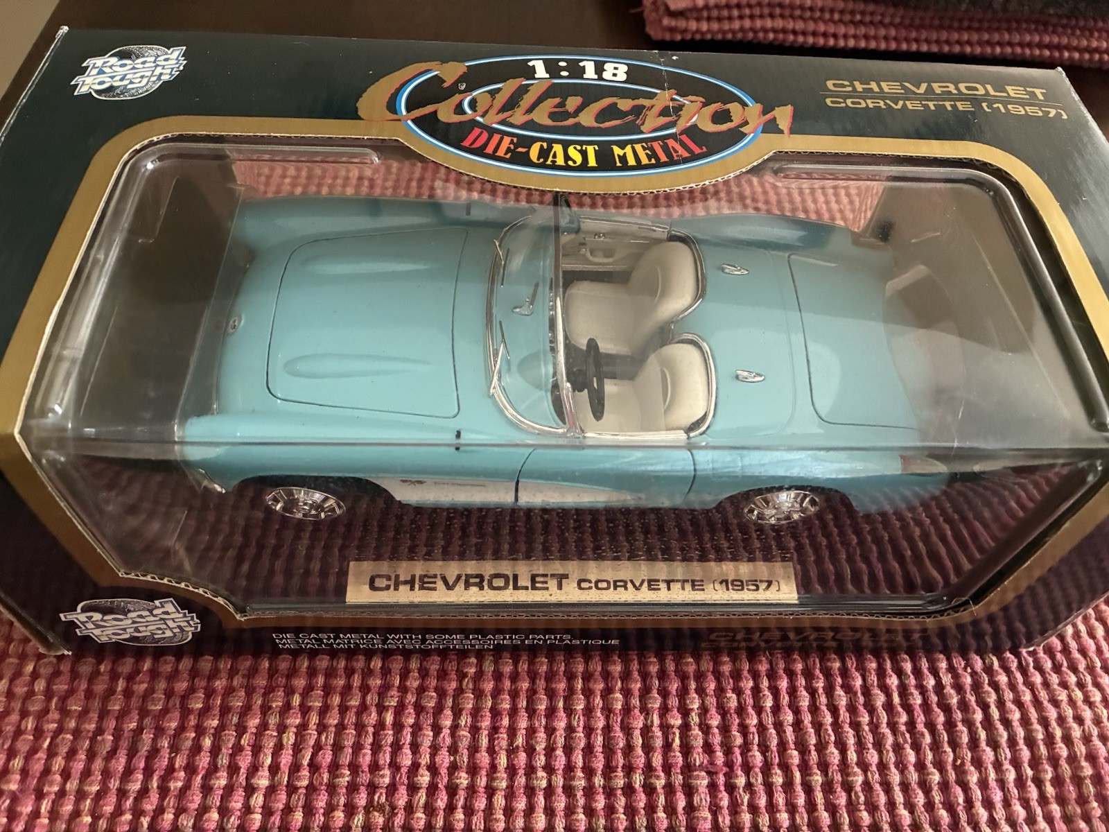 Chevrolet Corvette 1957 Road Tough Light Blue Diecast 1:18 Car