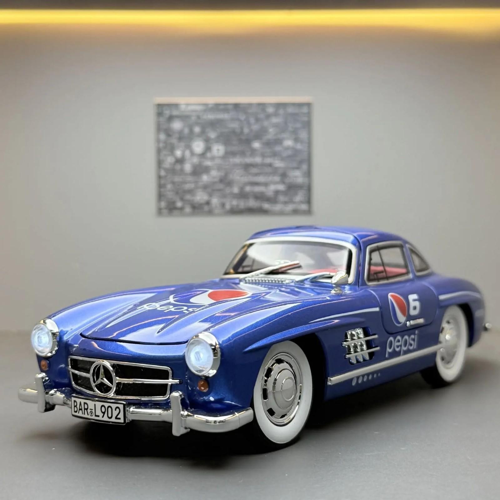 1:24 Mercedes Benz 300SL Pepsi Alloy Diecast Car Model Sound/Light Gift NEW