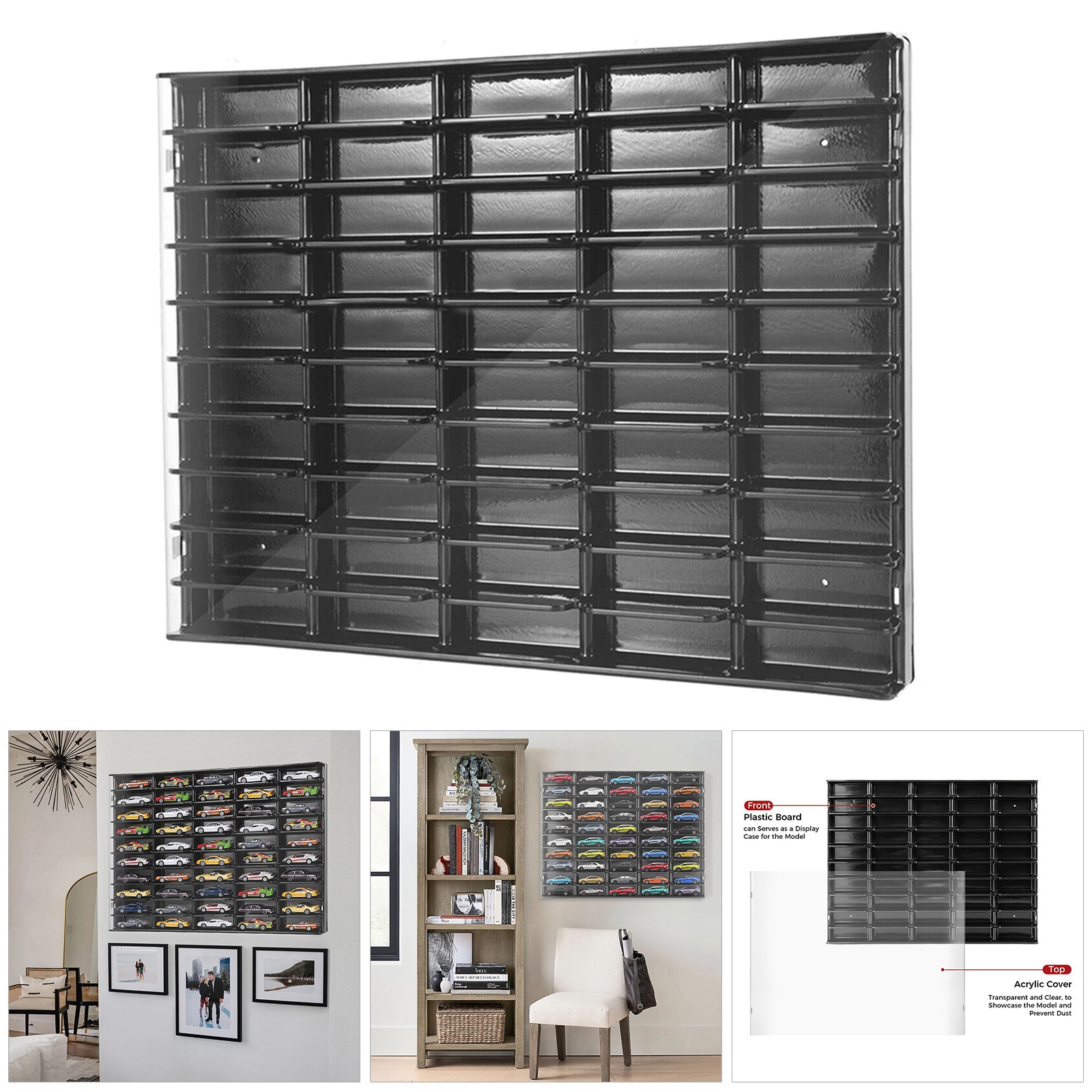 Wall Mounted Display Case Storage Cabinet Shelf For 1/64 Scale Diecast Model Car