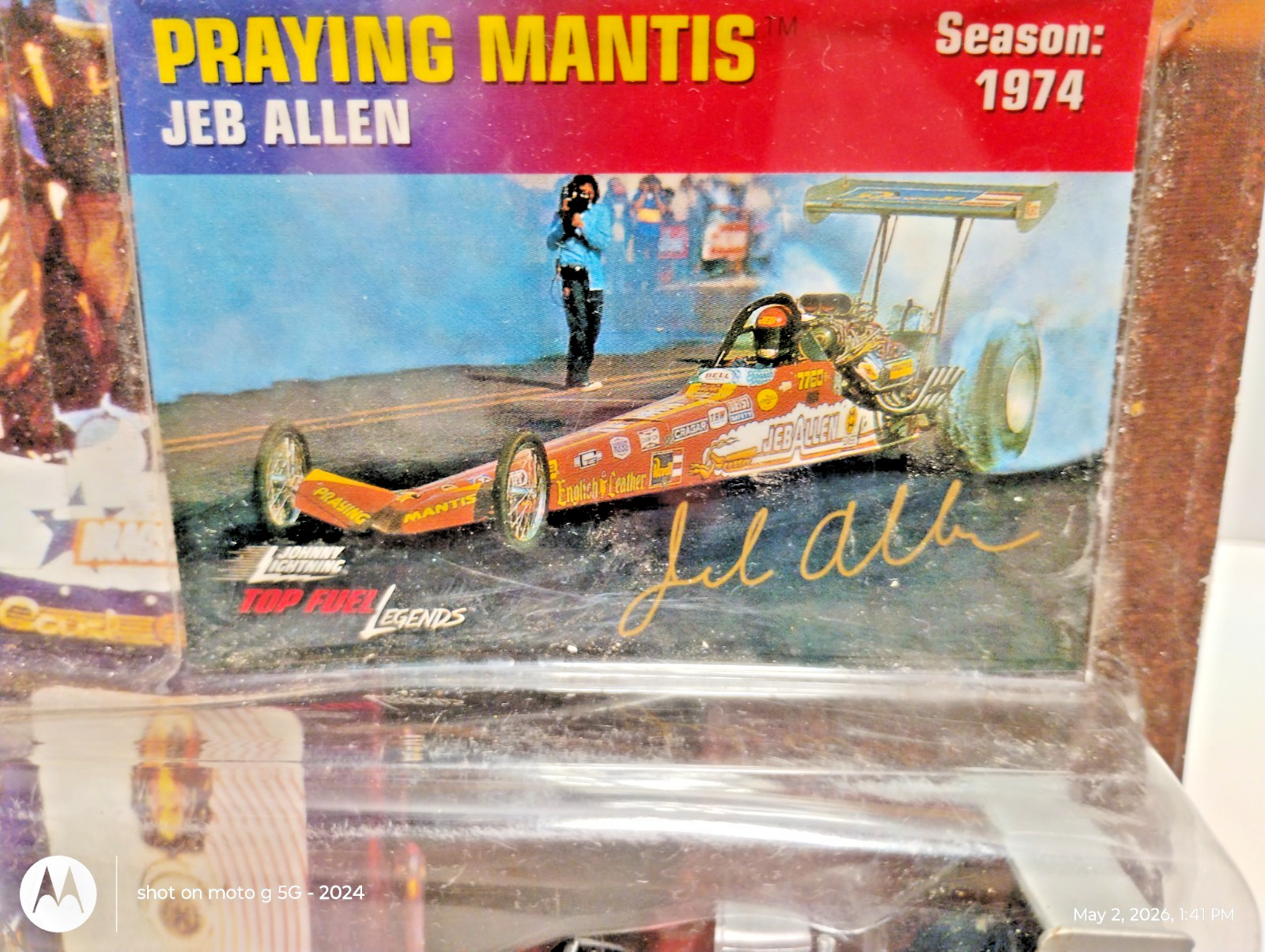 JOHNNY LIGHTNING,TOP FUEL-LEGENDS,PRAYING MANTIS,CAR & CARD JEB ALLEN 1974 (G2