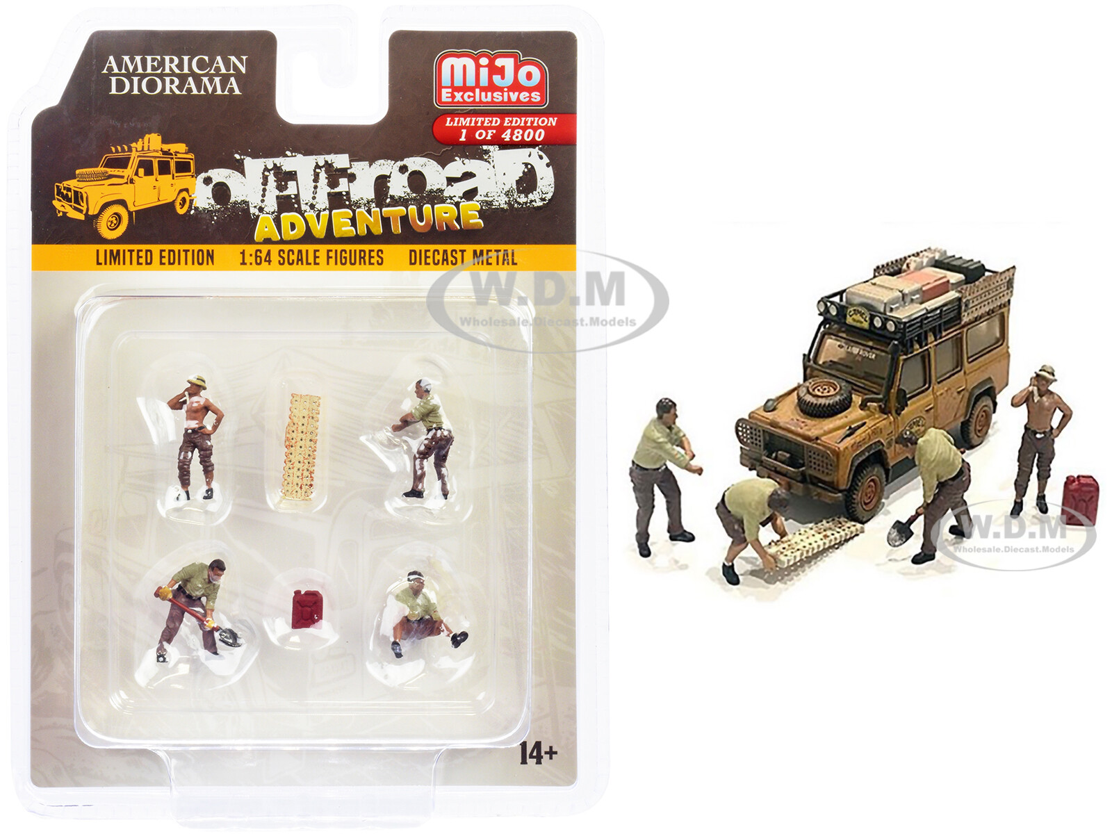OFF-ROAD ADVENTURE 6 PC FIGURINES & ACCESSORIES SET 1/64 AMERICAN DIORAMA 76492
